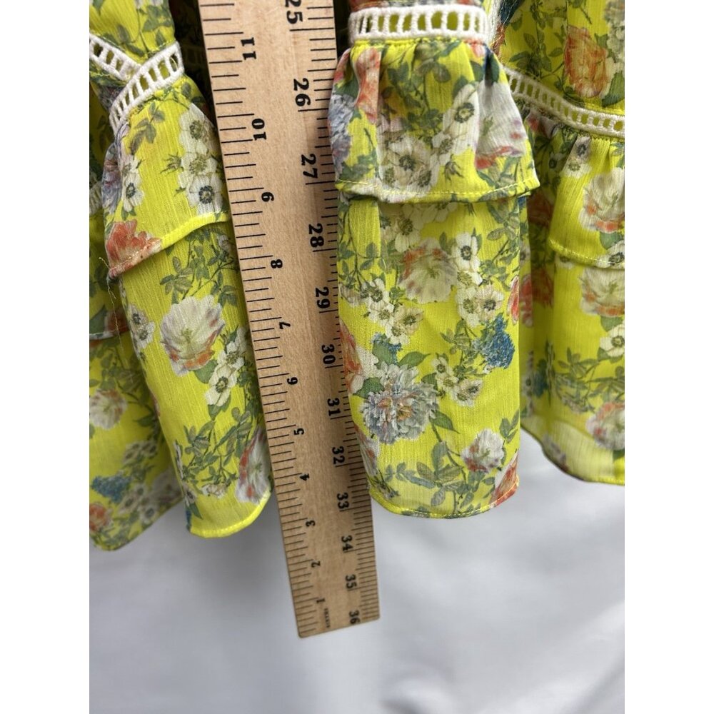 Marissa Webb Collective x RTR Women’s 6 Yellow Ruffle Halter Floral Mini Dress - Picture 6 of 16